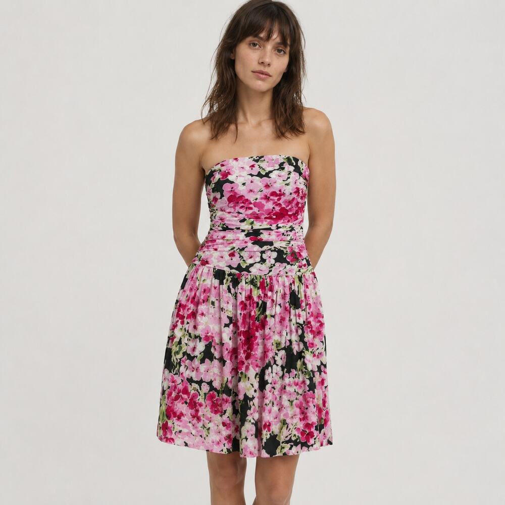 Agnes b. Paris Women's Strapeless Floral Print Dress fits size S/M